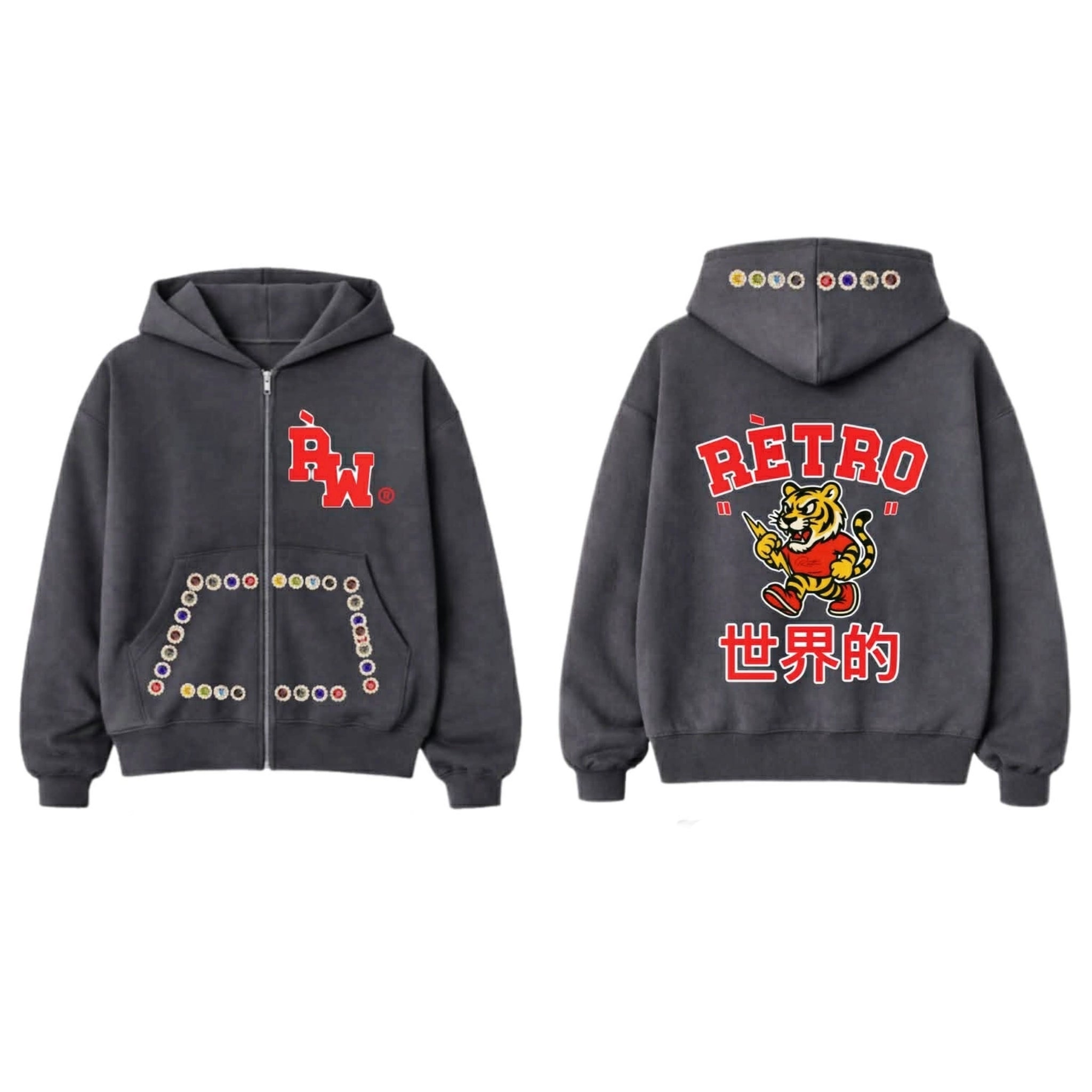 HEARTS ON FIRE ZIP HOODIE